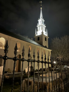 The Trinity Church Cemetery is one of the stops on the nighttime Newport ghost tour.