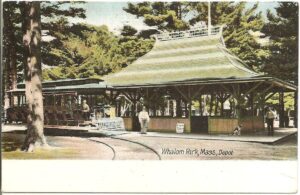 Whalom Park in Lunenburg was established in 1893 by the Fitchburg & Leominster Street Railway to provide a destination that would encourage people to ride the trolley on weekends.