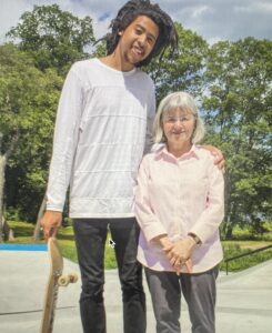 “What I’ve done is so important to me,” said Judith Grove, who was recognized for her advocacy for youth, with James McCarthy, one of her collaborators on the Framingham skate park she championed. Photo/Submitted