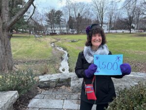 Westborough resident Wendi Comey celebrates her 68th birthday by completing her goal of walking 1500 miles in 2023.Photo/Submitted