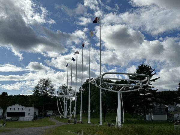 This sculpture at the Maine Maritime Museum in Bath represents the schooner Wyoming, which was built in Bath. 