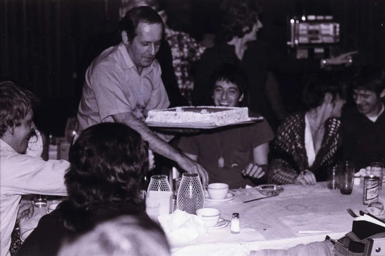 Al Pacino was presented a cake at a party in his honor at the El Morocco in 1972, when the actor visited Worcester to promote his new movie “The Godfather.”Photo/Courtesy of the Aboody family 