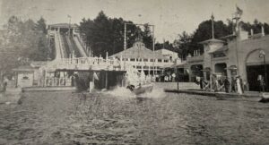 The “Shoot the Chutes” ride at White City amusement park in Shrewsbury featured boats that would hurtle down a ramp and plunge into a man-made lake.