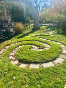 In her garden design work, Natick artist Karin Stanley likes incorporating the spiral—which represents the continuity of life.Photo/Deborah Burke Henderson 