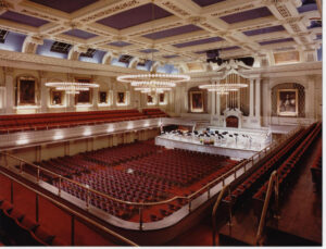 The Great Hall at Worcester’s Mechanics Hall features a variety of musical performances, some free and open to the public.Photo/courtesy of Mechanics Hall